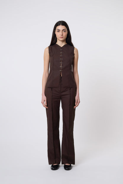 Gaspard Trousers in Brown Cotton