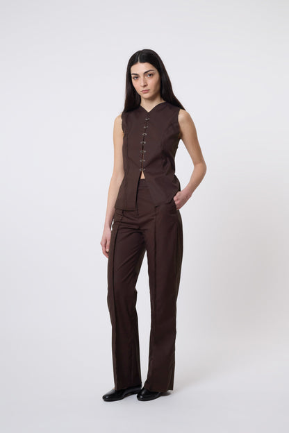 Macondo Vest in Brown Cotton