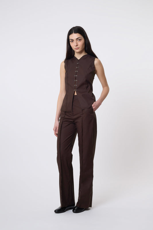 Gaspard Trousers in Brown Cotton