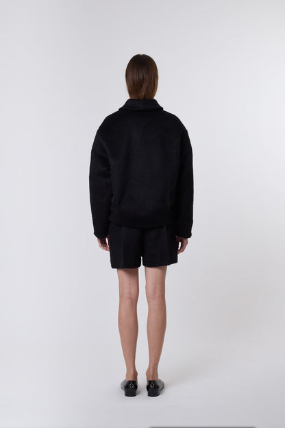 Olga Jacket in Black Brushed Wool