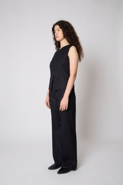 Vivienne Vest in Black Wool
