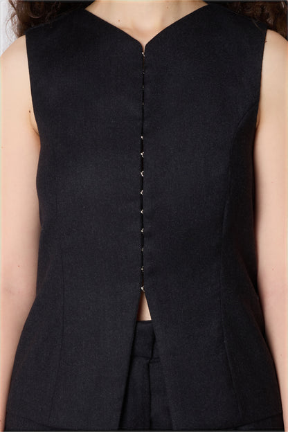 Vivienne Vest in Black Wool
