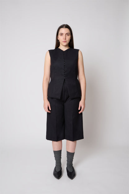 Vivienne Vest in Black Wool - Archive