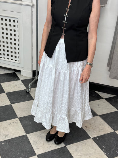 Margot Skirt in Ruched White Cotton