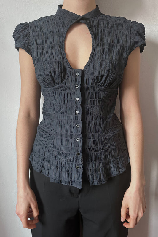 Berta Top in Blue Cotton