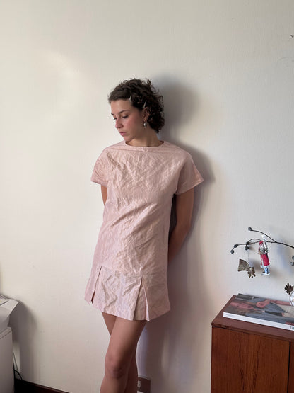 Tilda Dress in Blush Textured Taffeta