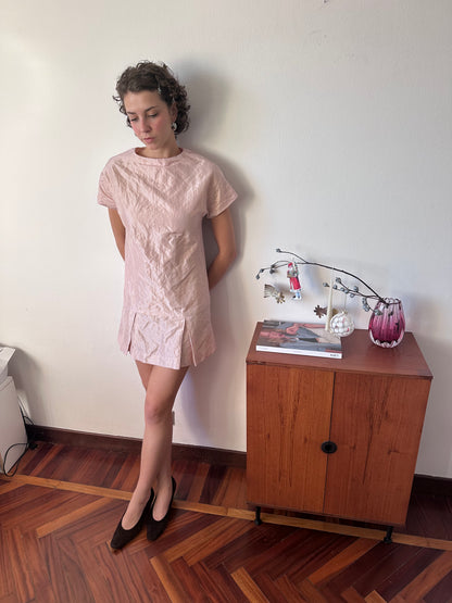 Tilda Dress in Blush Textured Taffeta