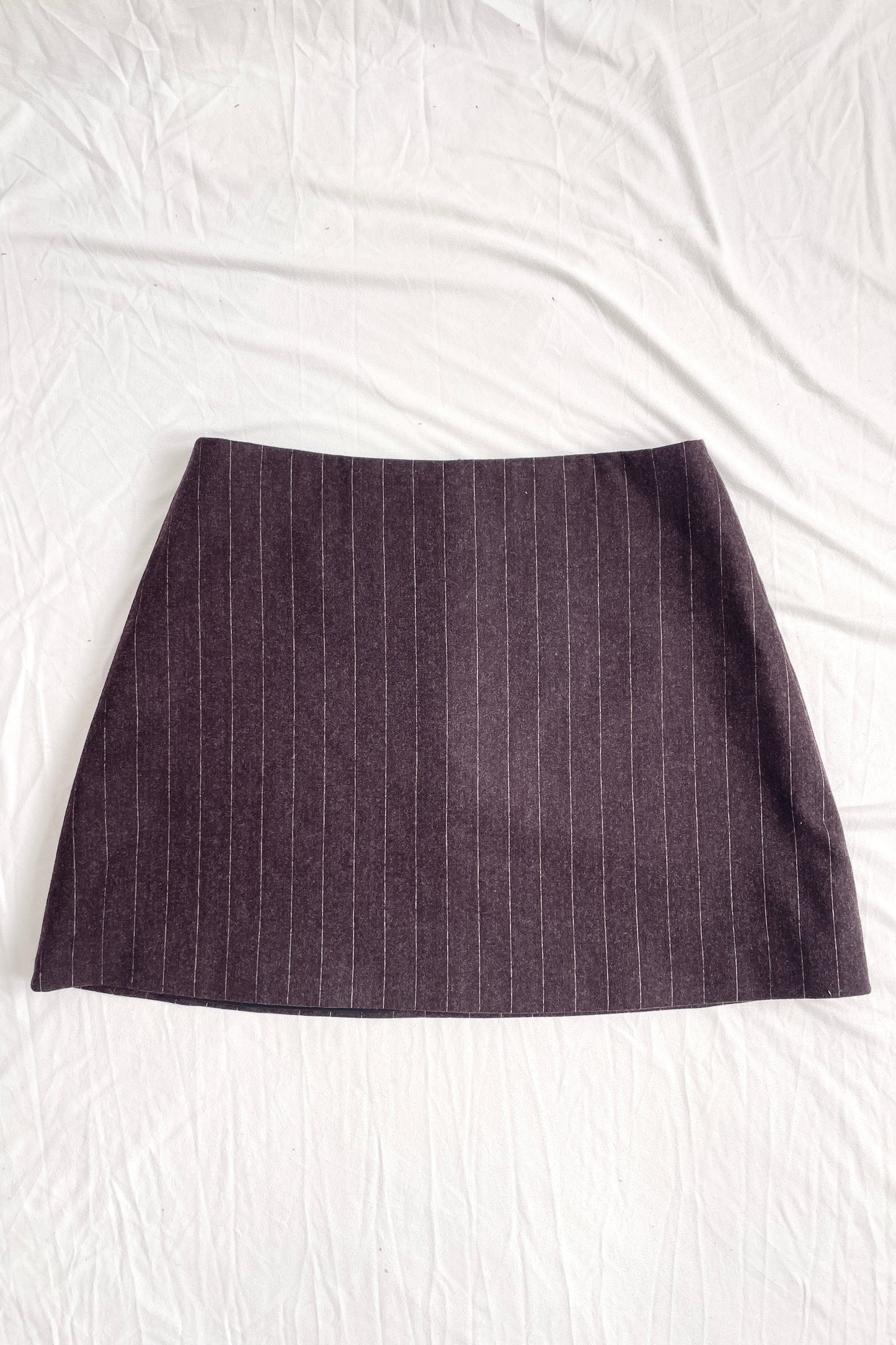 Lea Skirt in Gessato Brown Wool