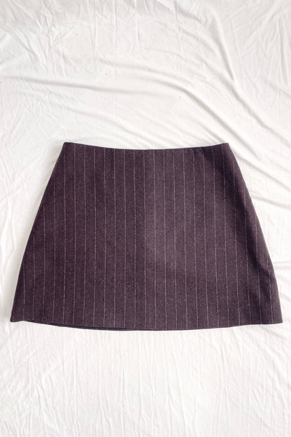 Lea Skirt in Gessato Brown Wool