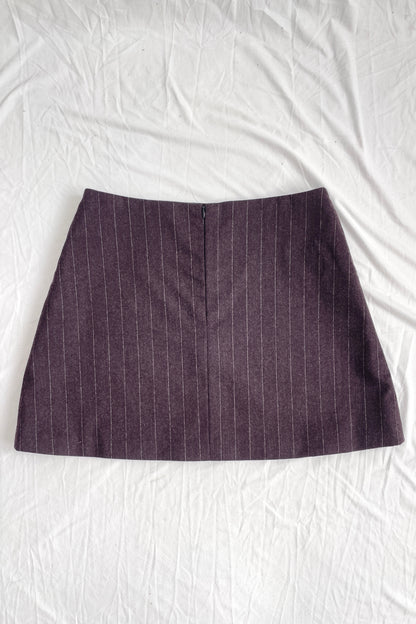 Lea Skirt in Gessato Brown Wool