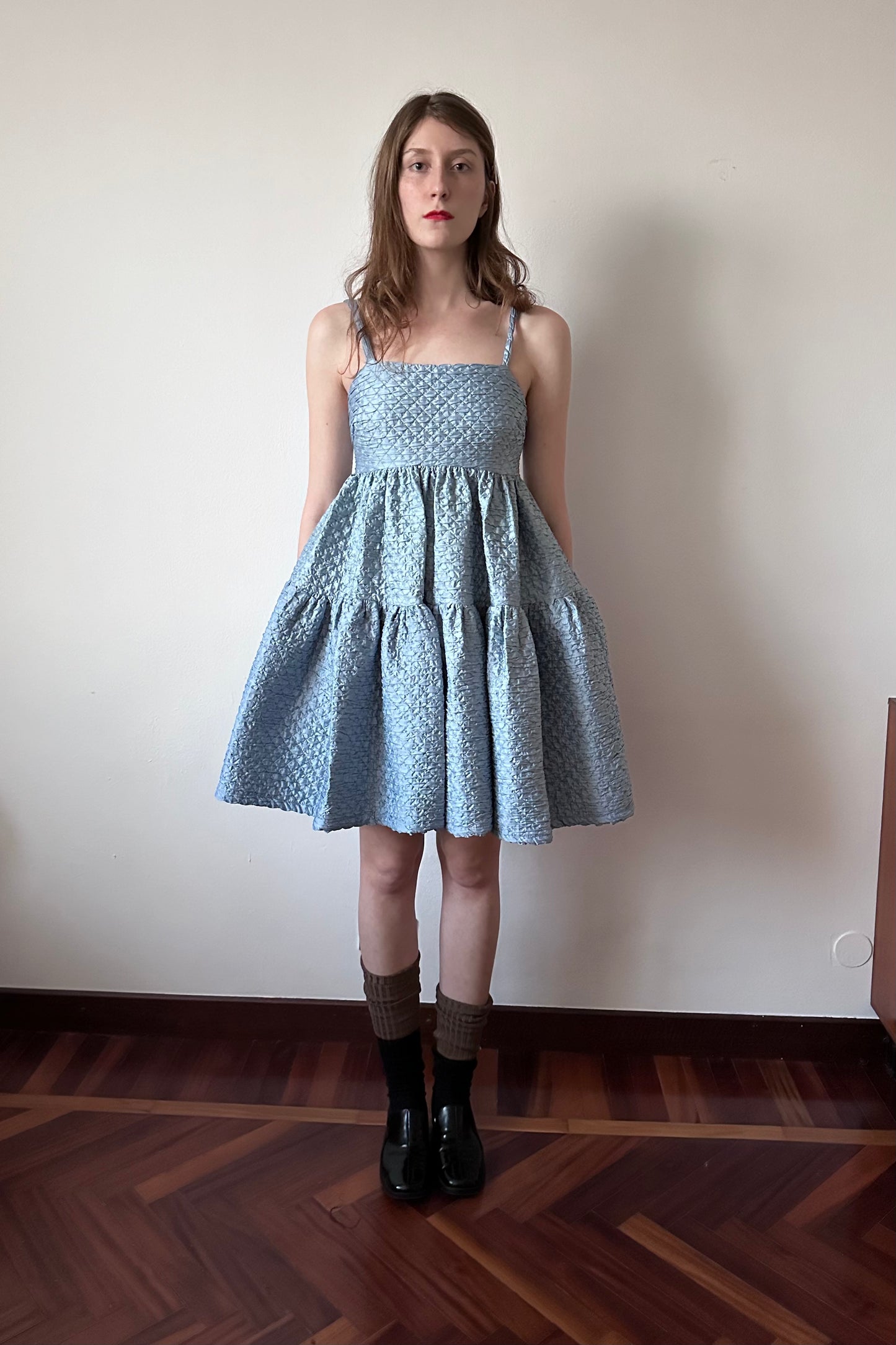 Eloise Dress in Azure Matelassè - Archive
