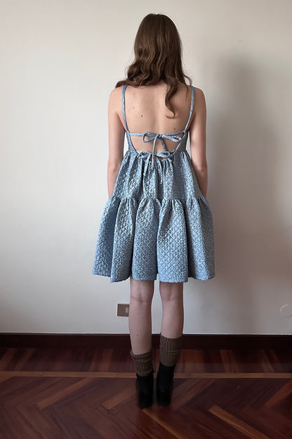 Eloise Dress in Azure Matelassè - Archive