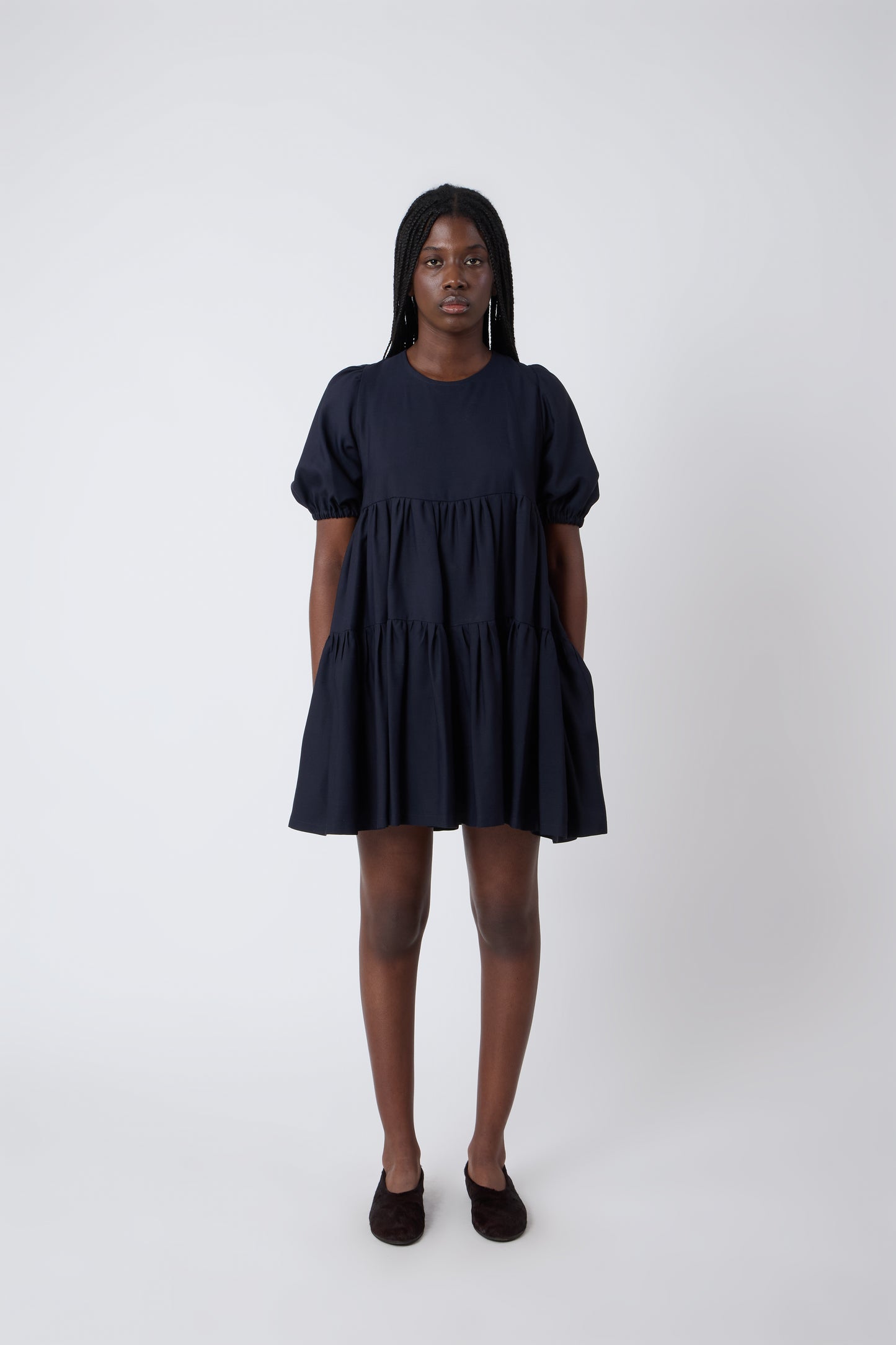 Isabelle Dress in Blue Wool - Archive