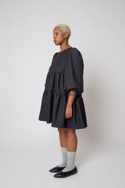 Isabelle Dress in Grey Wool