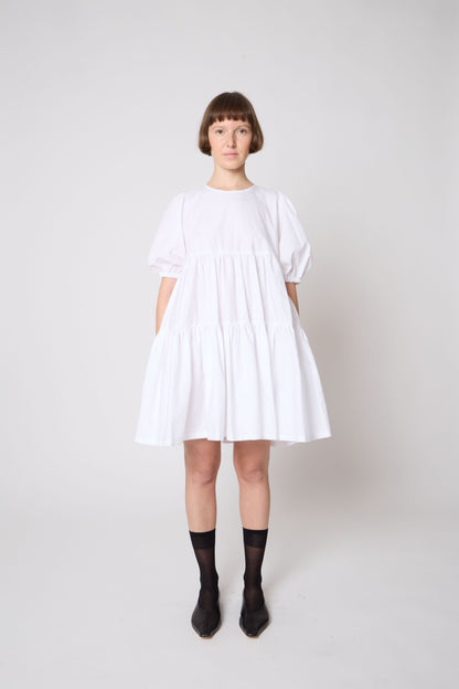 Isabelle Dress in White Cotton