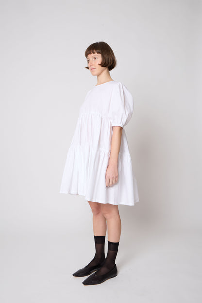 Isabelle Dress in White Cotton