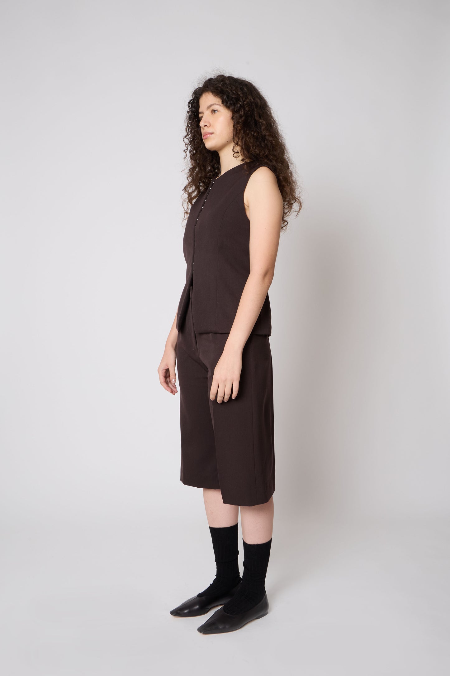 Vivienne Vest in Brown Wool