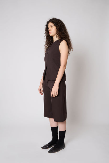 Vivienne Vest in Brown Wool - Archive