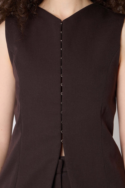 Vivienne Vest in Brown Wool - Archive