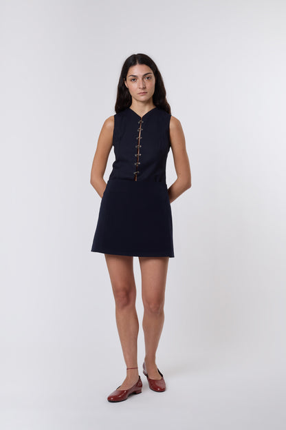 Lea Skirt in Blue Wool