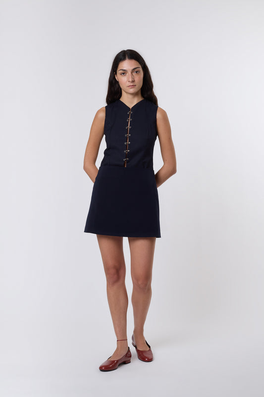 Lea Skirt in Blue Wool