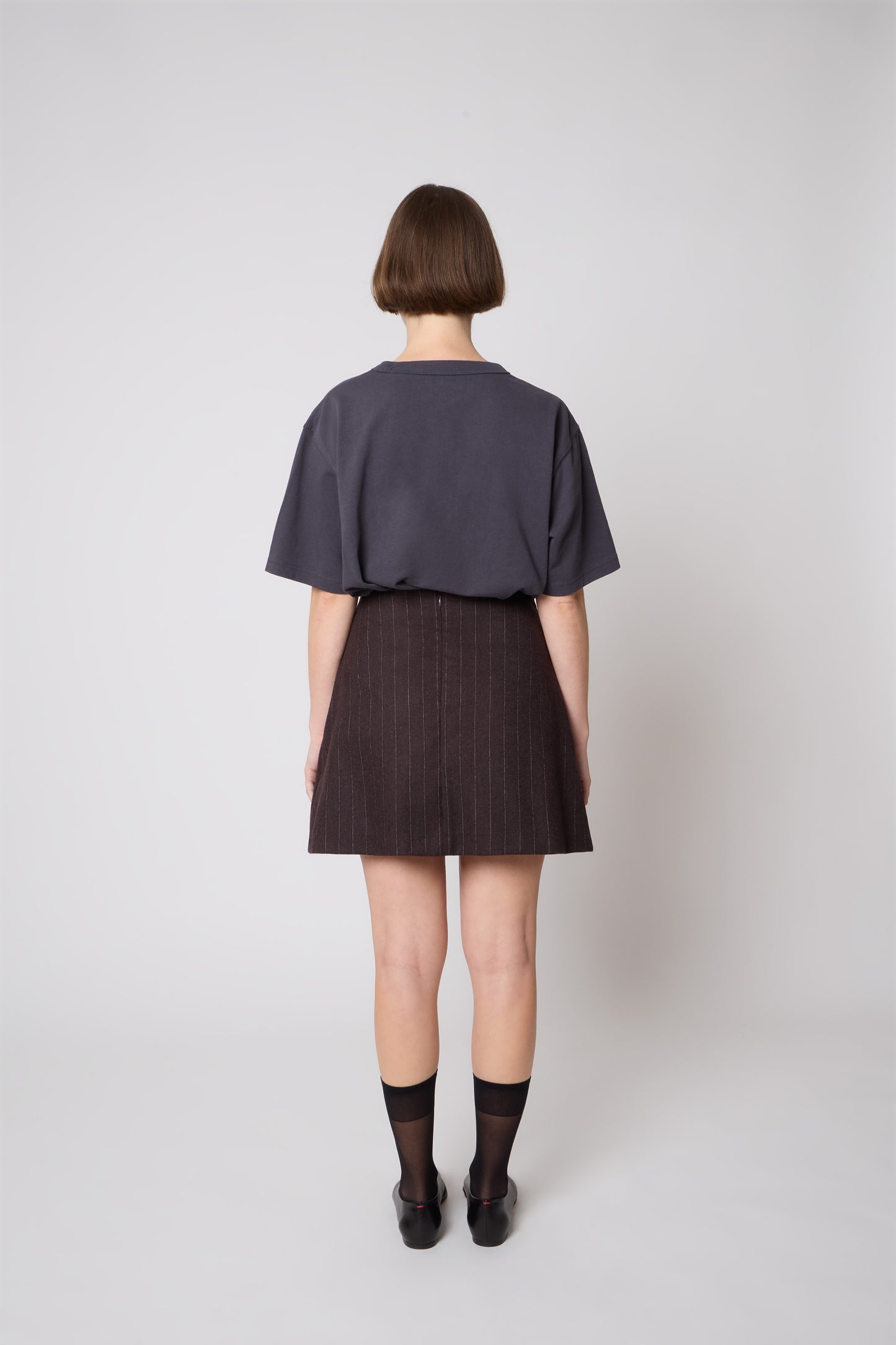 Lea Skirt in Gessato Wool