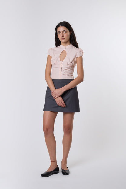 Lea Skirt in Grey Wool