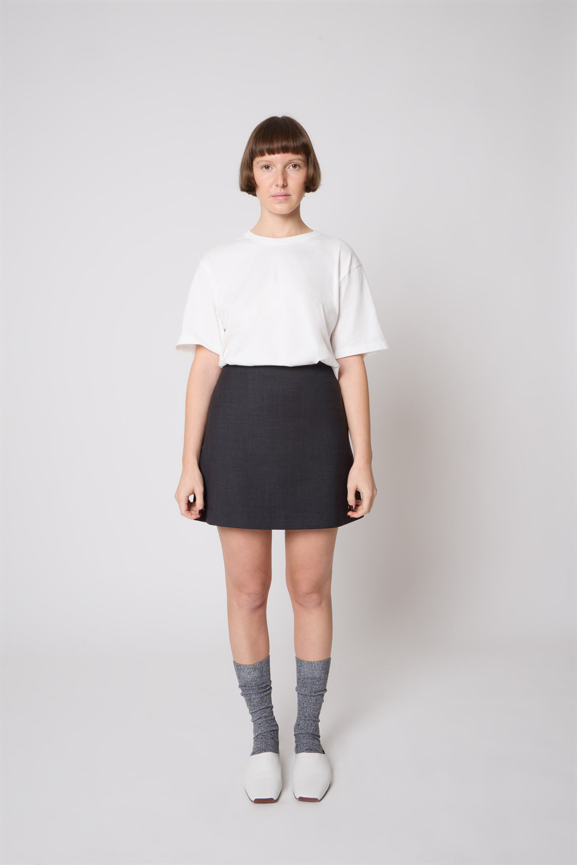 Lea Skirt in Grey Wool