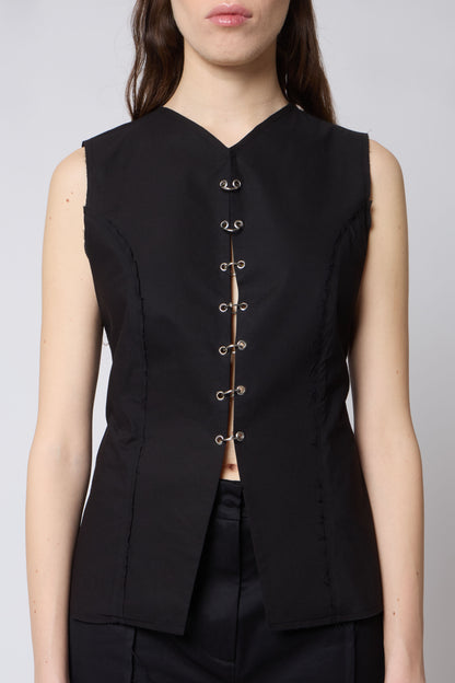 Macondo Vest in Black Cotton