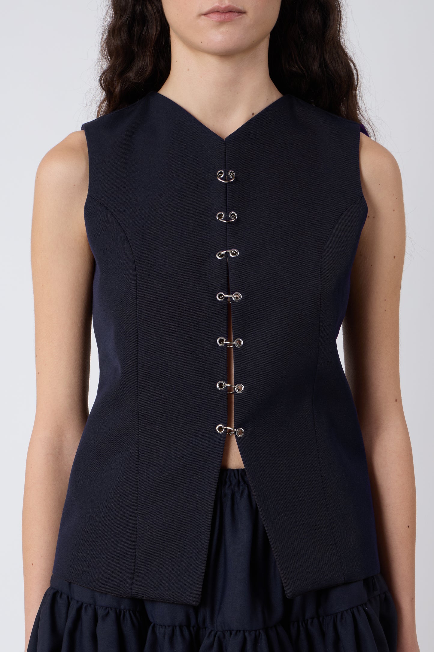 Macondo Vest in Blue Cotton