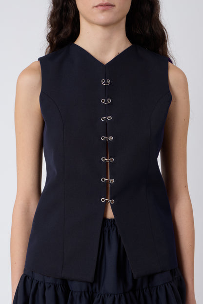 Macondo Vest in Blue Cotton