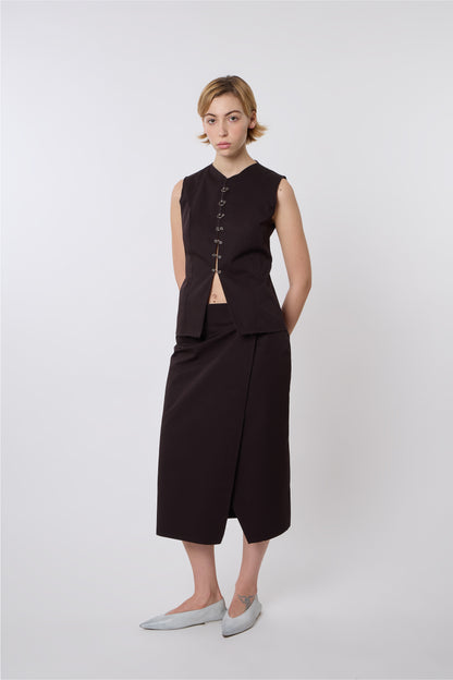 Macondo Vest in Brown Cotton