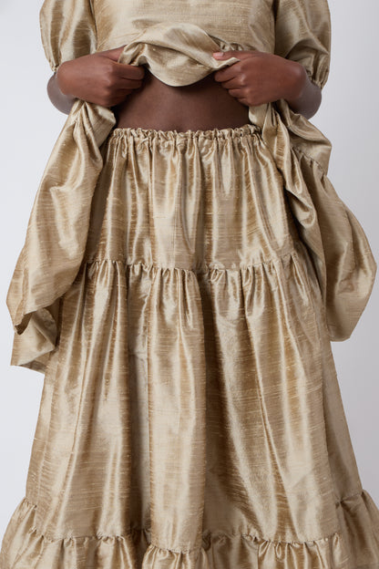 Margot Skirt in Gold Shantung - Archive
