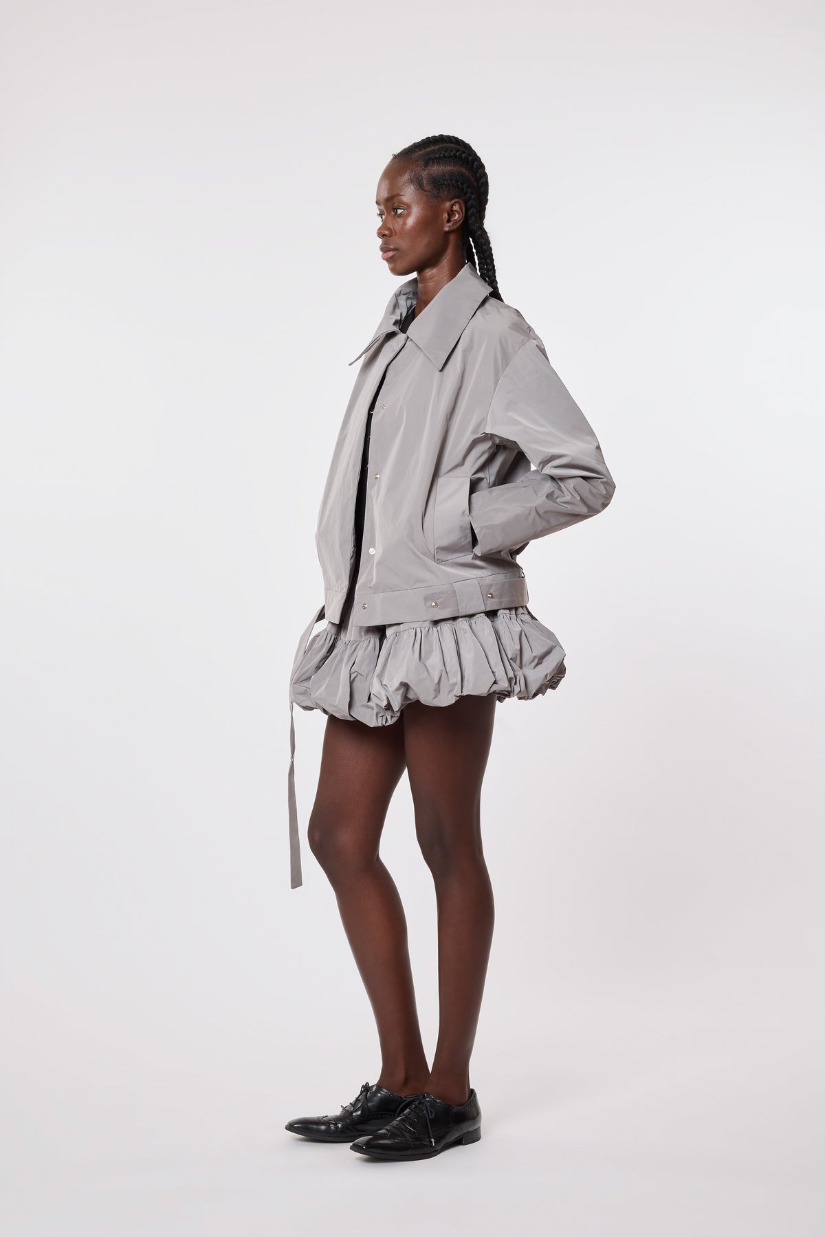 Olga Jacket in Grey Nylon