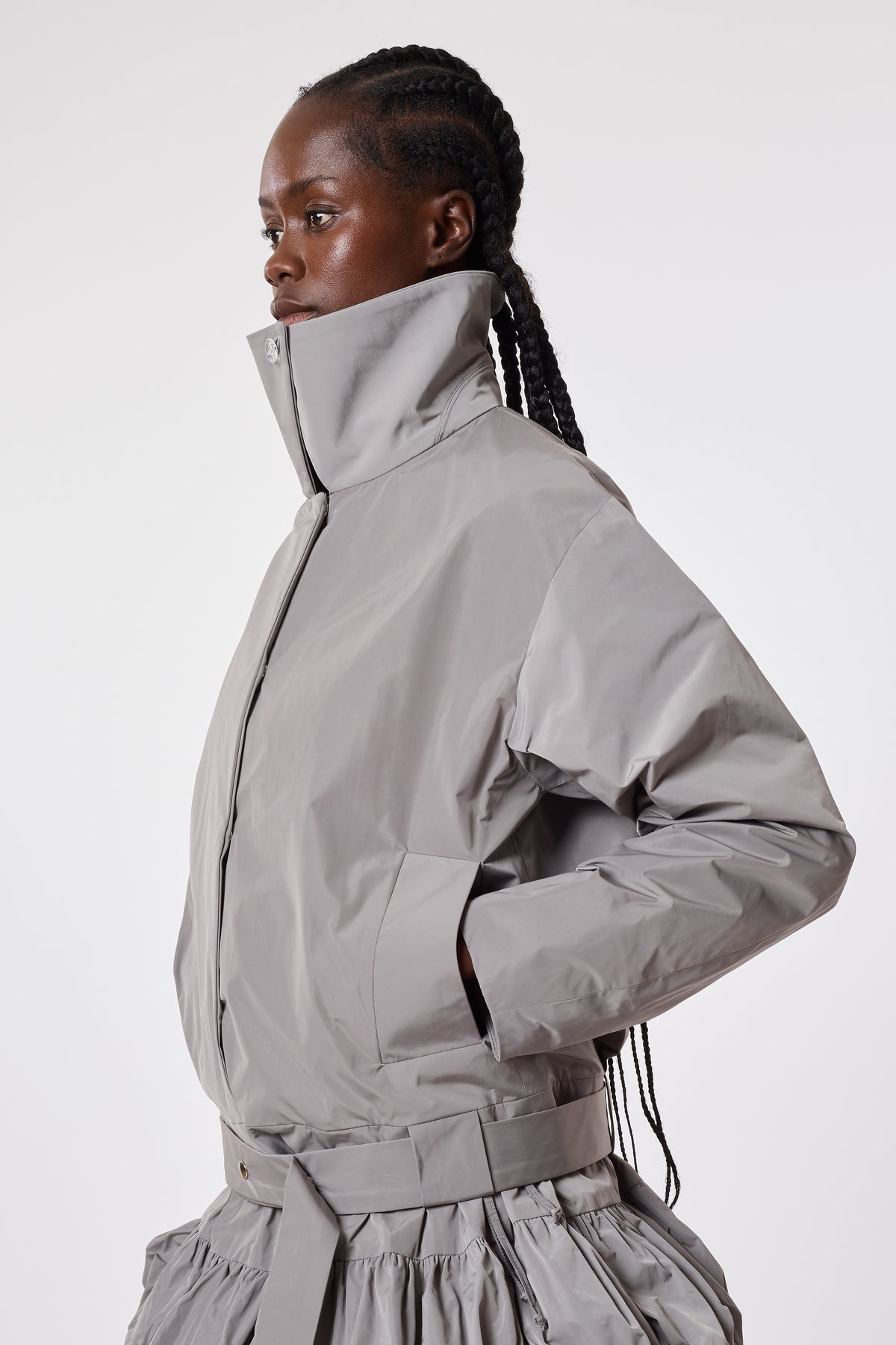 Olga Jacket in Grey Nylon