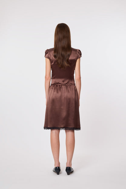 Pauline Skirt in Brown Silk