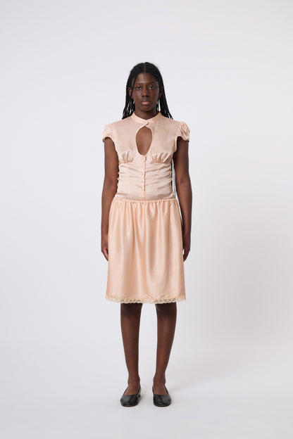 Pauline Skirt in Coral Satin