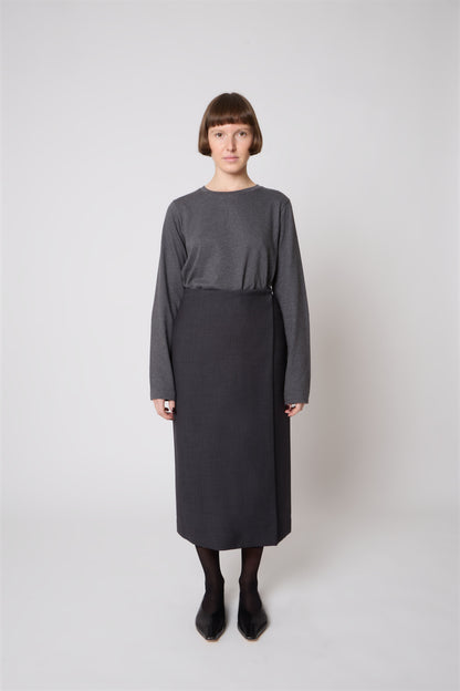 Madeleine Skirt in Grey Wool