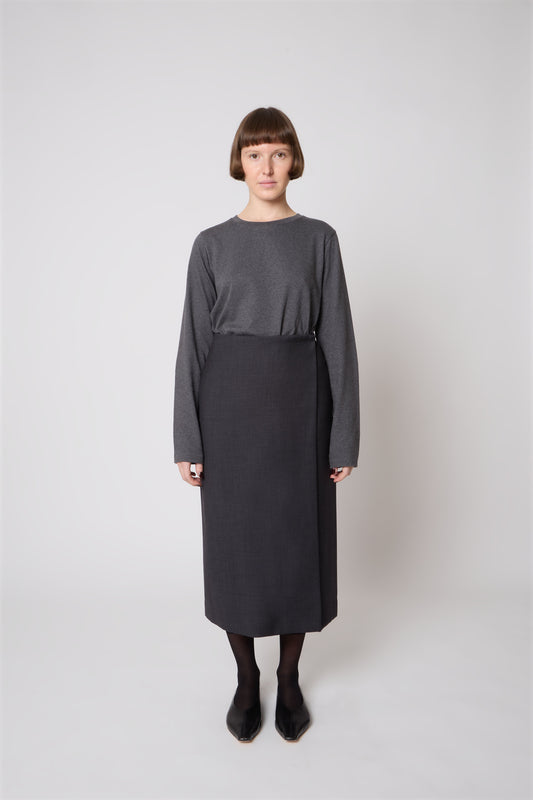 Madeleine Skirt in Grey Wool - Archive