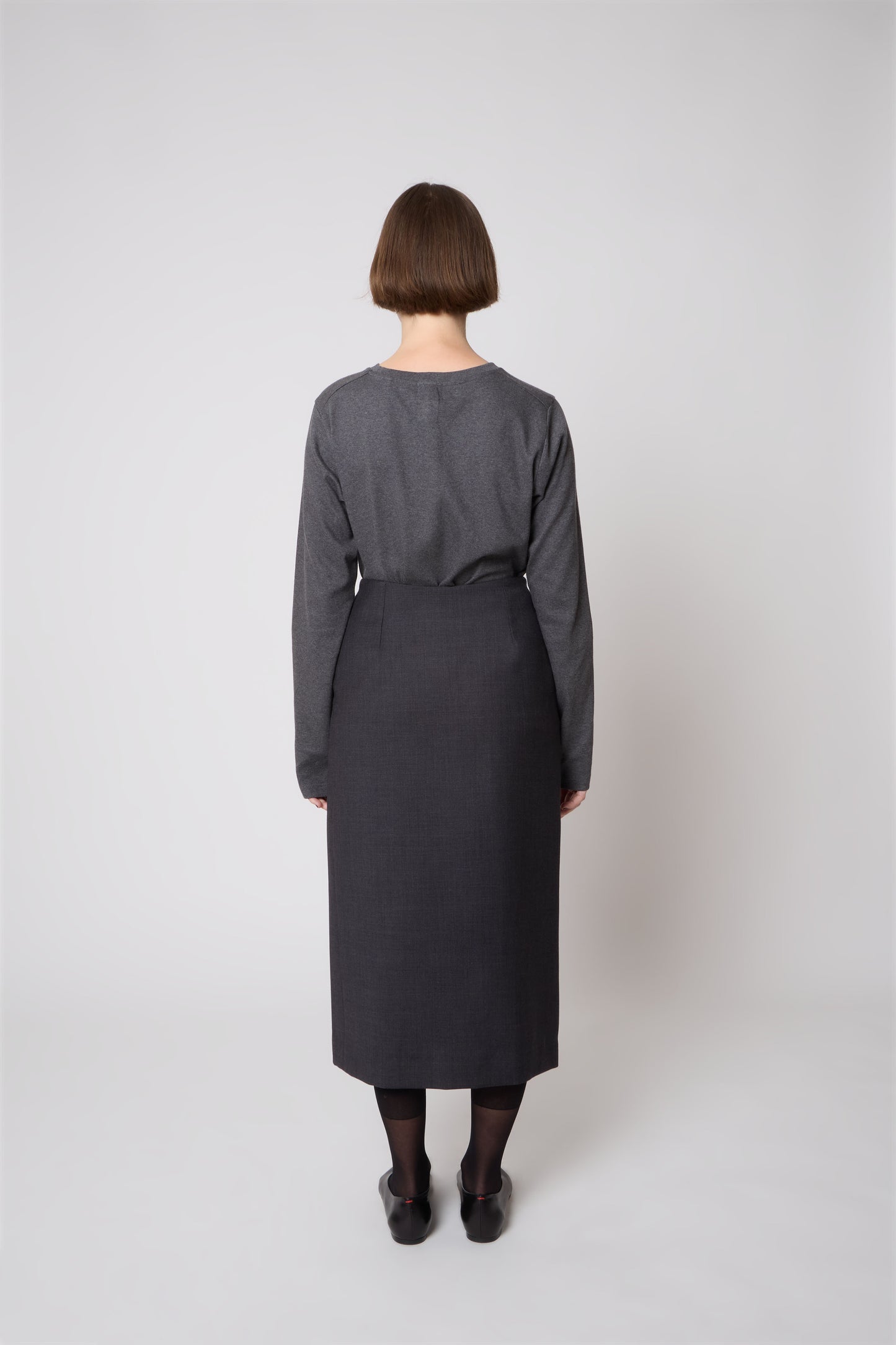 Madeleine Skirt in Grey Wool