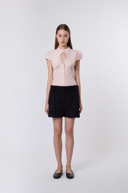 Sol Shorts in Black Brushed Wool