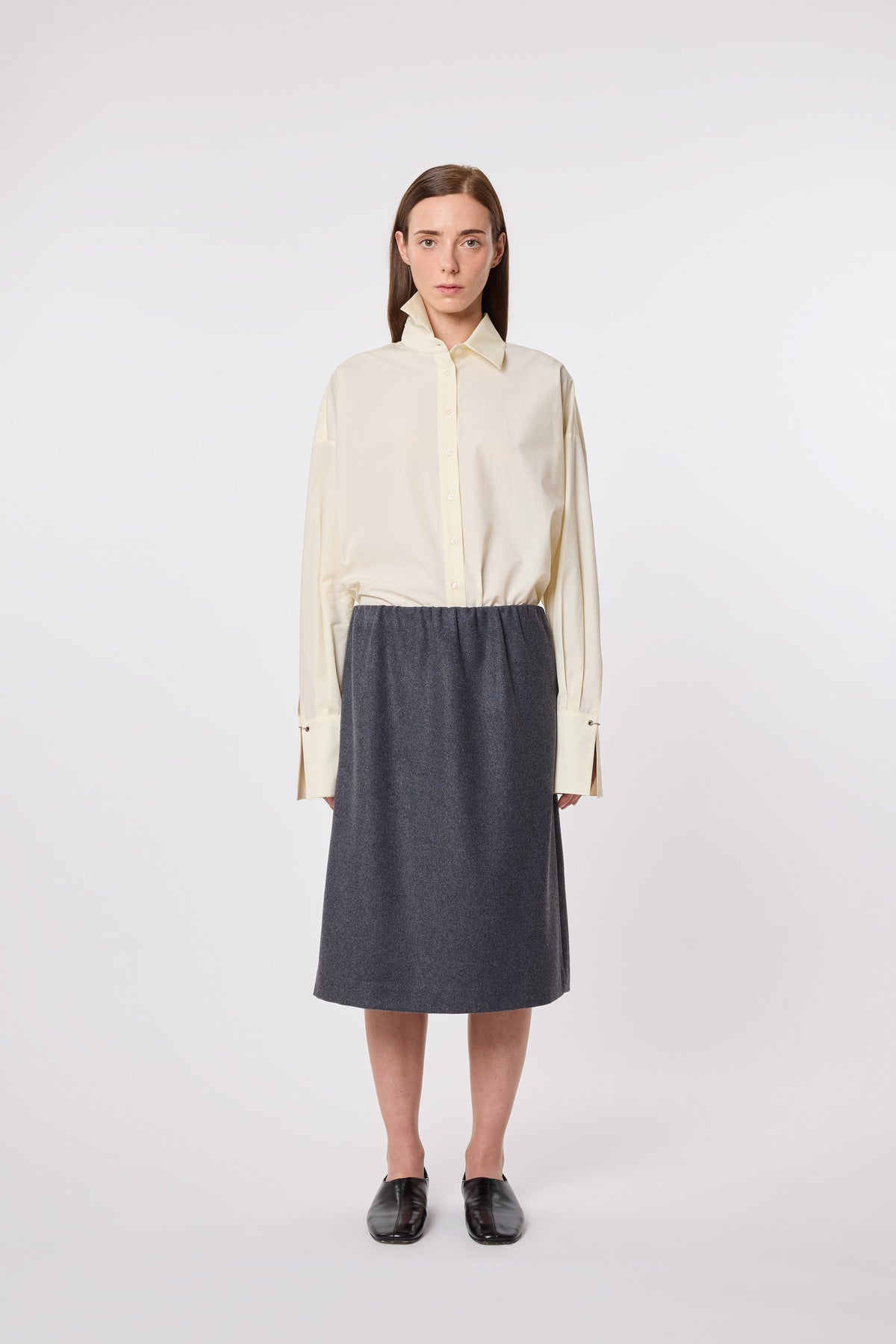 Ada Skirt in Grey Wool